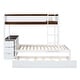 preview thumbnail 5 of 47, Modern Style Twin over Twin Bunk Bed with Twin size Trundle, Storage and Desk, Outlets with USB, Maximized Space, White+Walnut