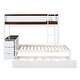 preview thumbnail 6 of 13, Wooden Twin Bunk Bed Slat Support Bed Frame with All-in-One Desk, Trundle Bed, Storage Drawers, Power Outlet, Ladder, USB Port