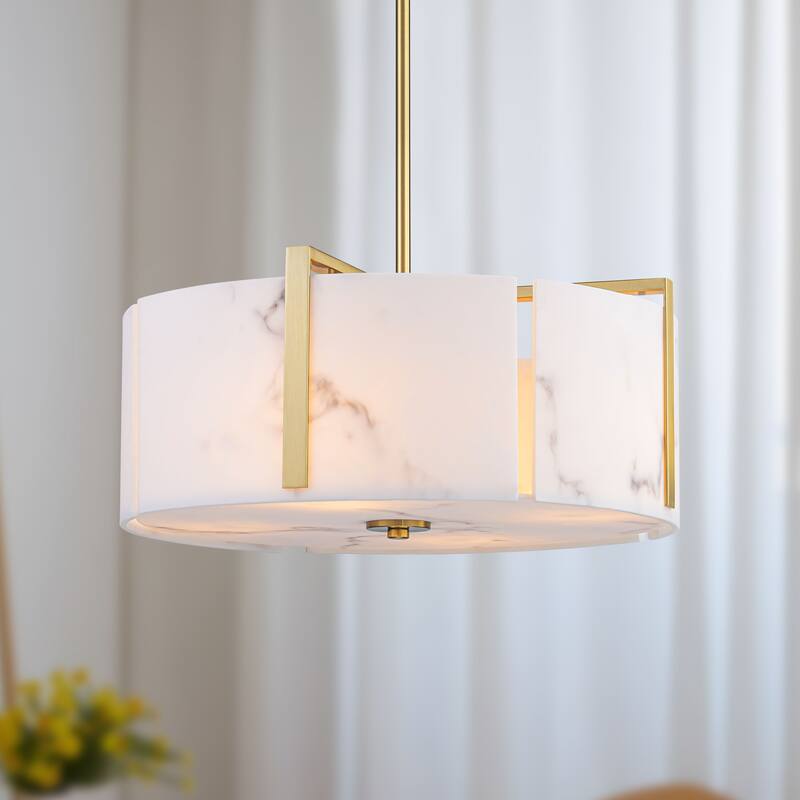 Starsky 4-Light Natural Alabaster Drum Chandelier
