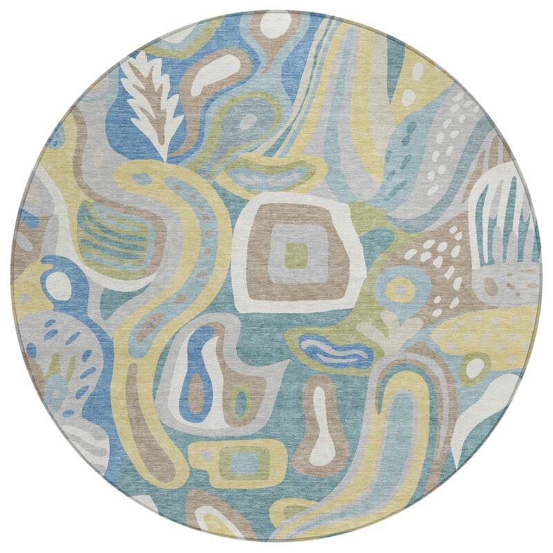 Machine Washable Indoor/ Outdoor Modern Picasy Chantille Rug