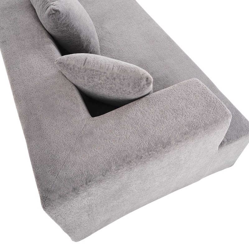 Grey Polyester Memory Foam Couch, No Assembly, Deep Seat, Modern Sofa