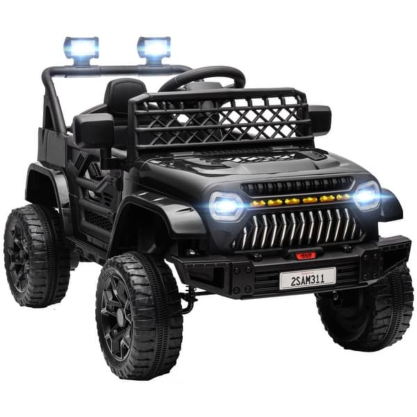 slide 2 of 30, 12V Kids Electric Car with Dual Motors, Remote Control, Music, and 60-Minute Run Time Black