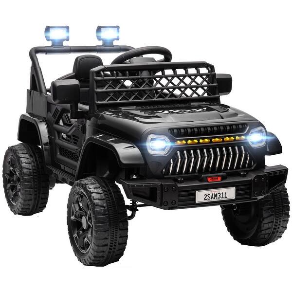 slide 2 of 30, 12V Ride-On Car for Kids with Suspension, Remote Control, Music & Lights Black