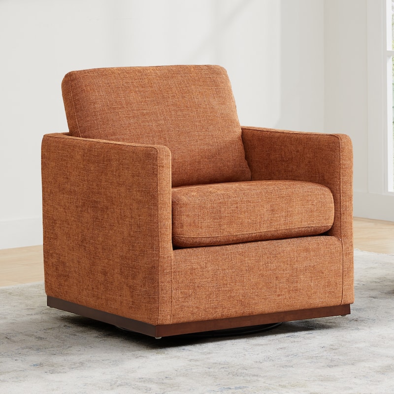 Spruce & Spring Shane Modern Swivel Accent Arm Chair - Single - Terracotta-Fabric