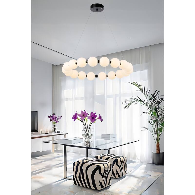 29.5" Wide Black Circular Orbit LED Integrated Chandelier