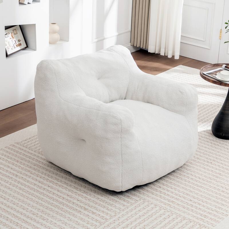 GDFStudio - Teddy Fabric 37" Deep Seat Bean Bag Chair with Armrests