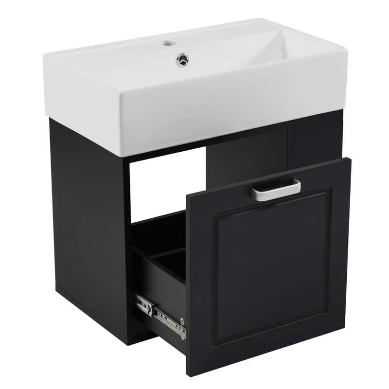 21.8 inch Wall Mounted Bathroom Vanity with Sink, One big Drawer, Adjustable Shelf