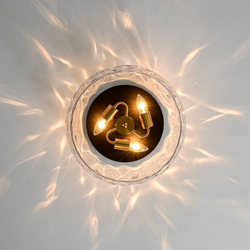 Modern Large Water Glass Shade Round Flush Mount Light