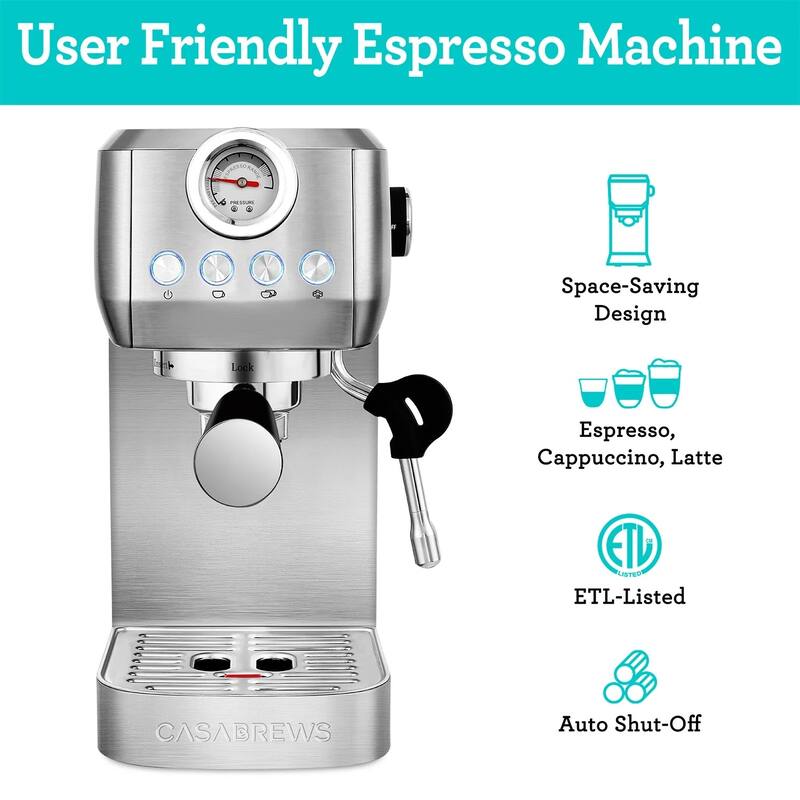 CASABREWS 20-Bar Espresso Coffee Machine with Powerful Steam Wand