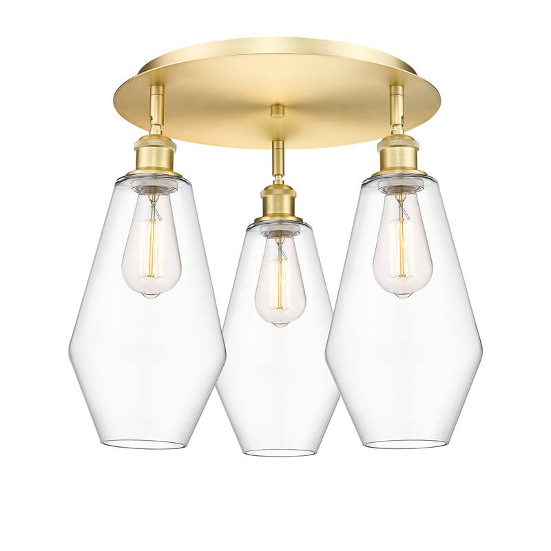 Innovations Lighting Cindyrella - 3 Light 19" Flush Mount - Clear/Satin Gold