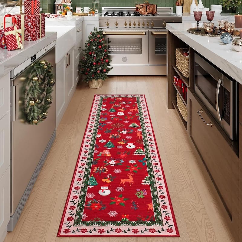 Washable Christmas Area Rug for Bedroom Holiday Decor - 1'6" x 2'6"