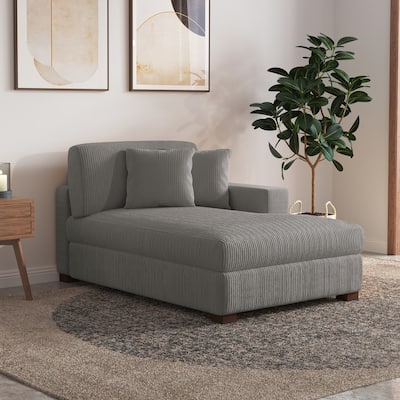 Upholstered Corduroy Chaise Lounge Chair With Pillow, Chaise Lounges For Interior