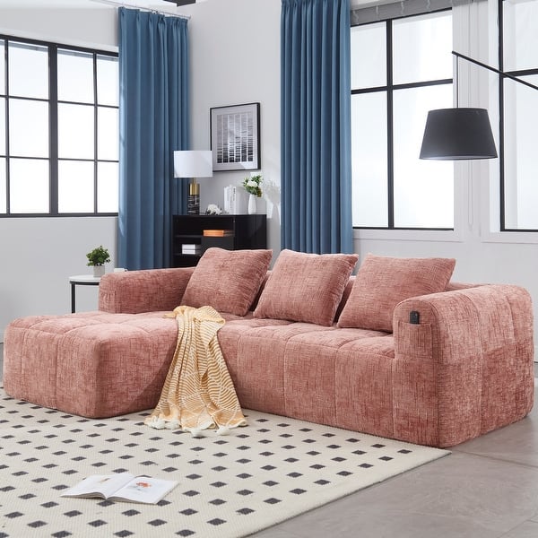 98.42-inch Modular Sectional Sofa, Modern Modular L-Shaped Sofa with Chaise Longue, Equipped with Small Side Pockets - On Sale - Bed Bath & Beyond