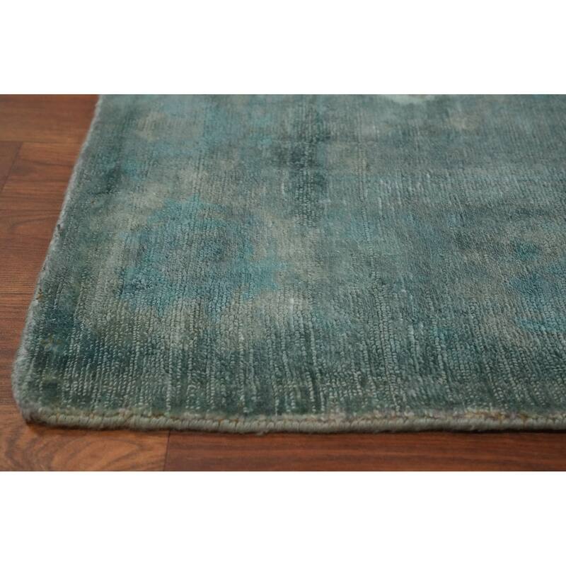 Hand-knotted Modern Silk Green Abstract Oriental Area Rug - 8' 0'' X 5' 0''