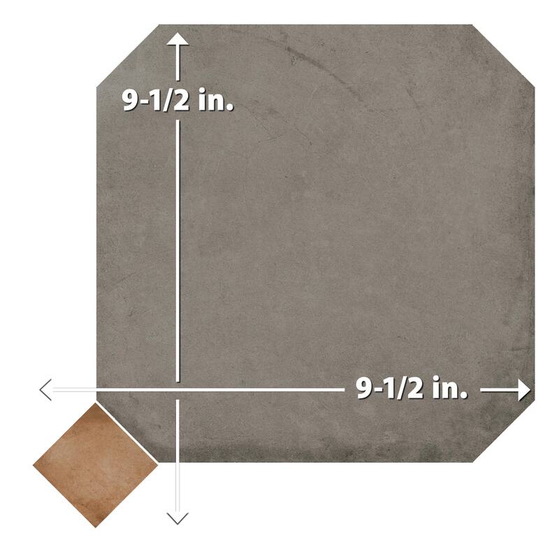 Merola Tile Laverton Octagon Grafito with Taco Natural 7-7/8" x 7-7/8" Porcelain Floor and Wall Tile