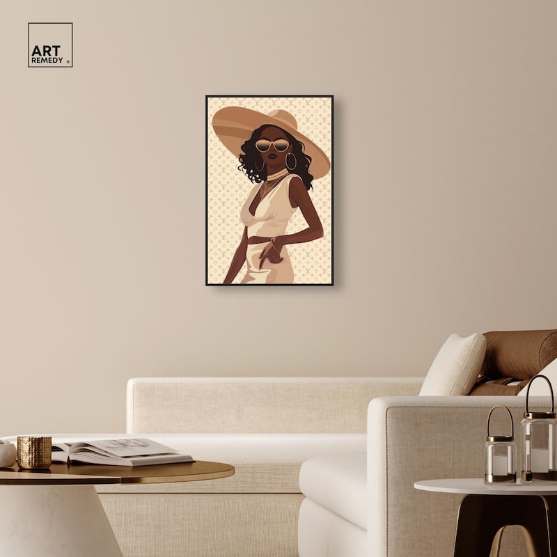 Stylish Gal in Tans Canvas by Art Remedy
