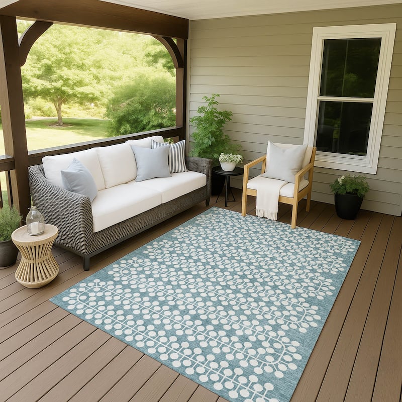 Machine Washable Indoor/ Outdoor Modern Ailey Chantille Rug - Teal - 2'6" x 3'10"