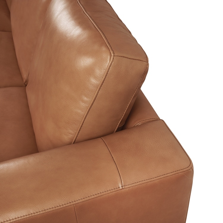 Oversized Genuine Leather Sofa - Ultimate Comfort Mid-Century Living Room Sofa Modern Couch with Sturdy Block Legs