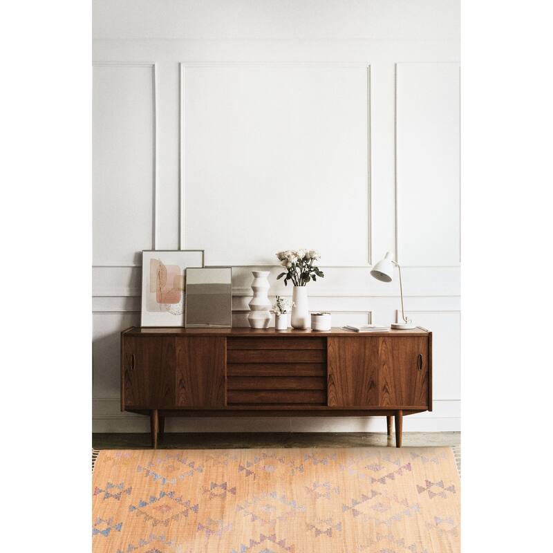 ECARPETGALLERY Flat-Weave Palas Denizli Tan Jute Kilim - 5'4 x 7'6