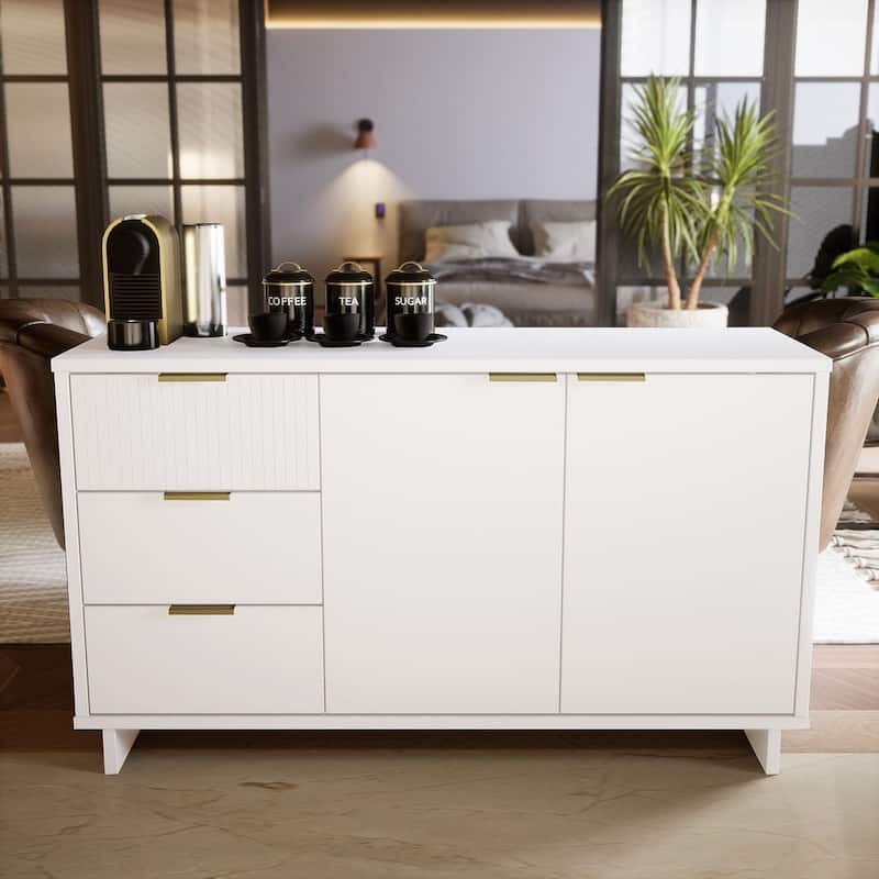 Manhattan Comfort Granville 55.07" 3 Drawer Modern Sideboard - White