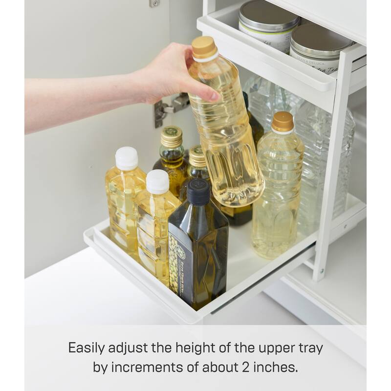 Yamazaki Home Under-Sink Rack with Pull-Out Shelf, Steel, Adjustable - L 26.97 x W 11.97 x H 17.83 inches
