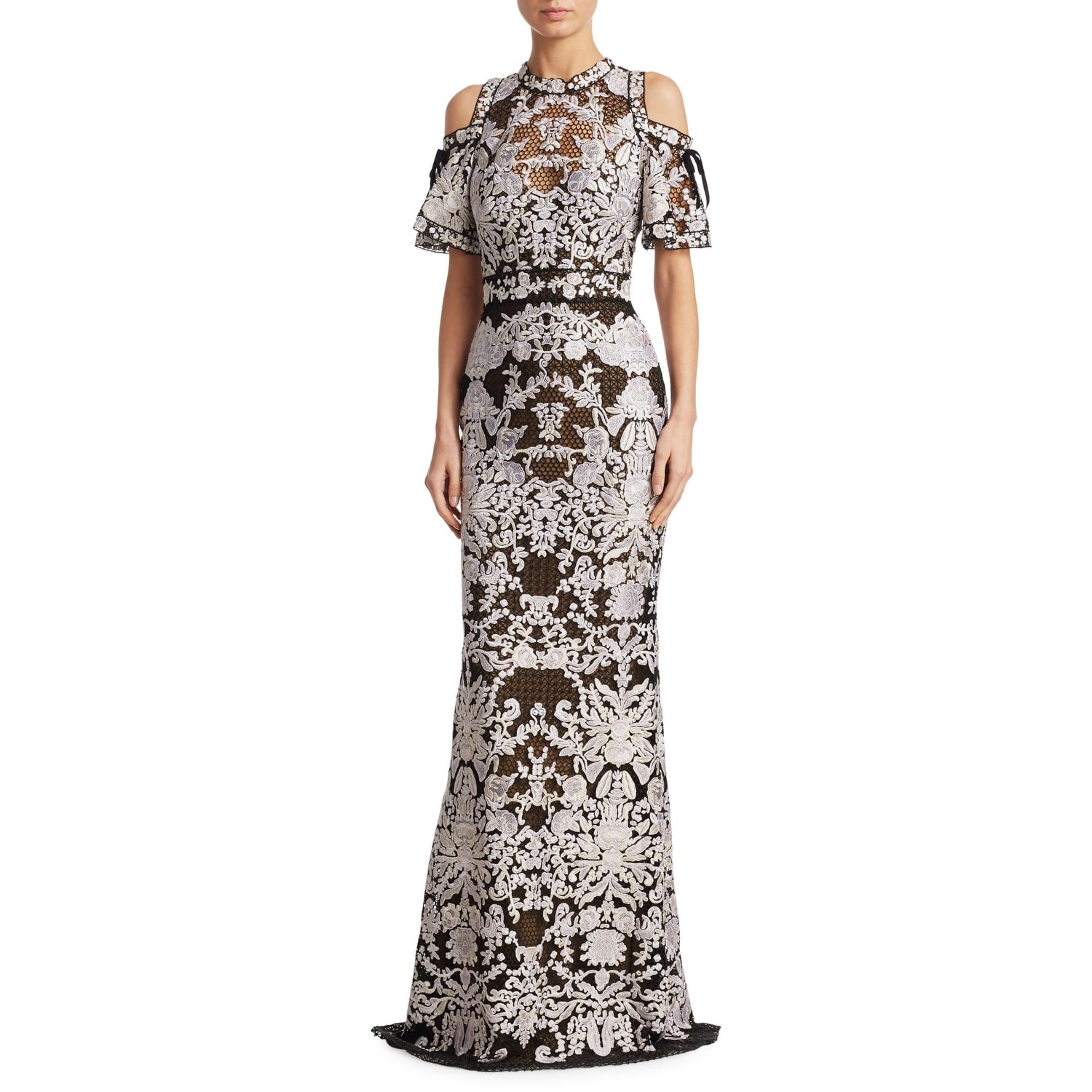 marchesa black and white dress
