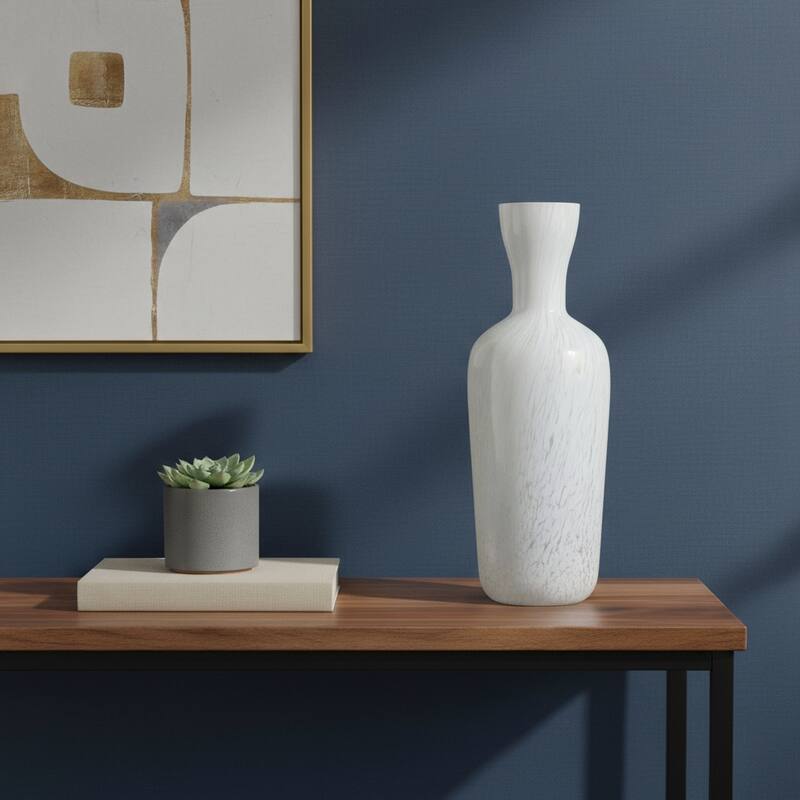 12" Opal Swirl Art Glass Cylinder Table Vase - 4.30 - Opal - 4.30