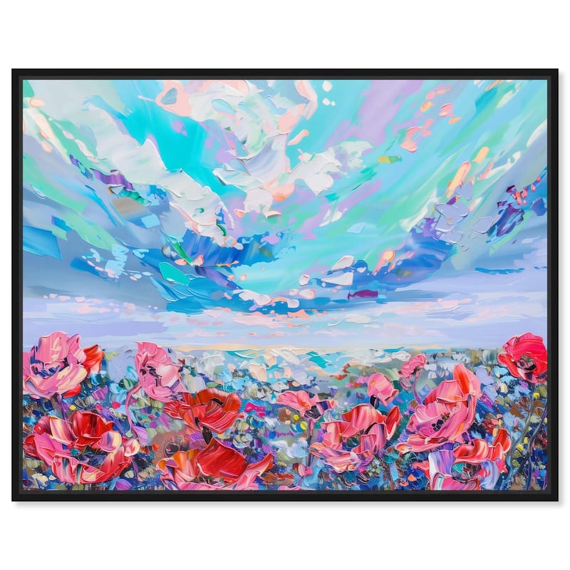 Poppy Paradise Canvas by Art Remedy - Black - 45" x 36"