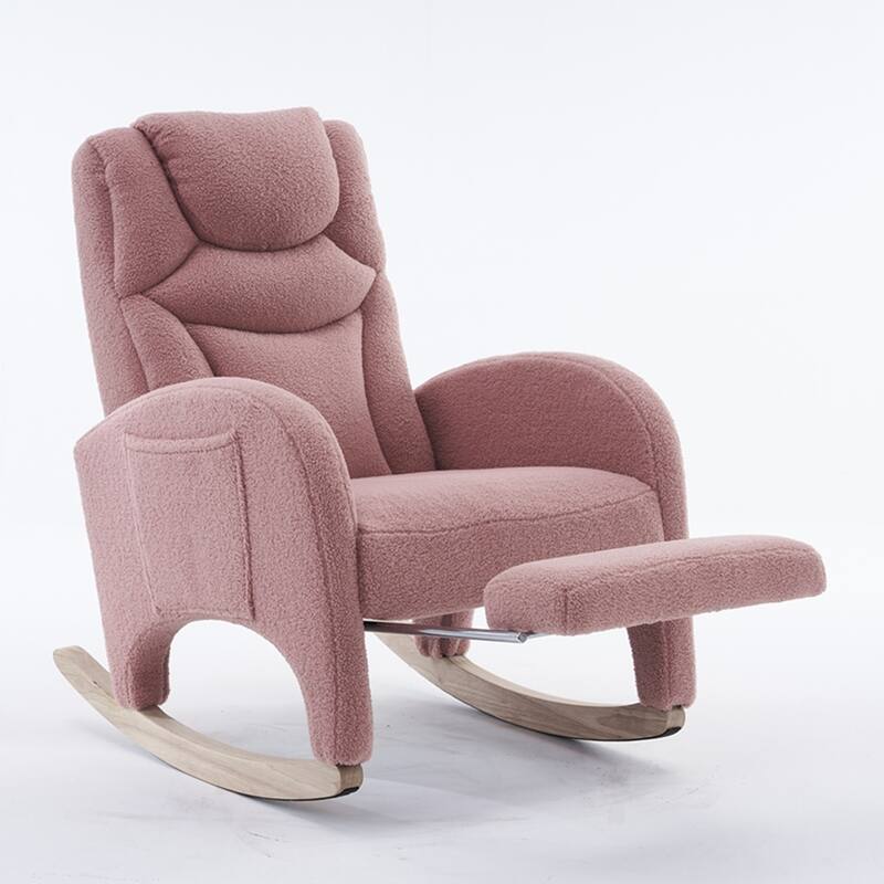 Rocking Chair With Adjustable Footrest - Pink