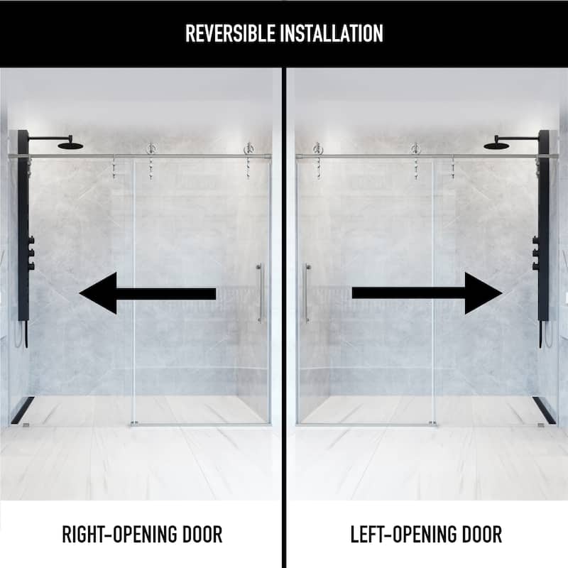 VIGO Hamilton 56" to 60" W x 78" H Frameless Sliding Shower Door