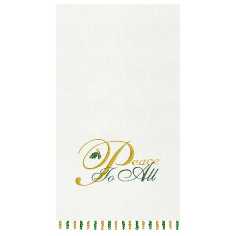 Peace To All Beaded Decorative Guest Towel - Gold