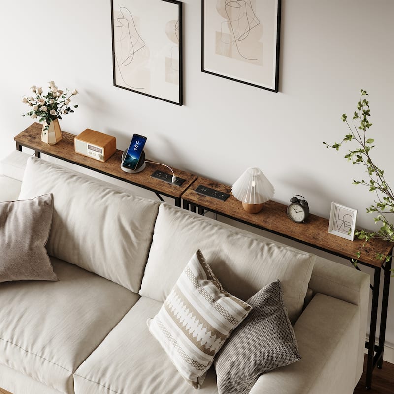 5.9" Narrow Sofa Table, Skinny Console Table with Storage