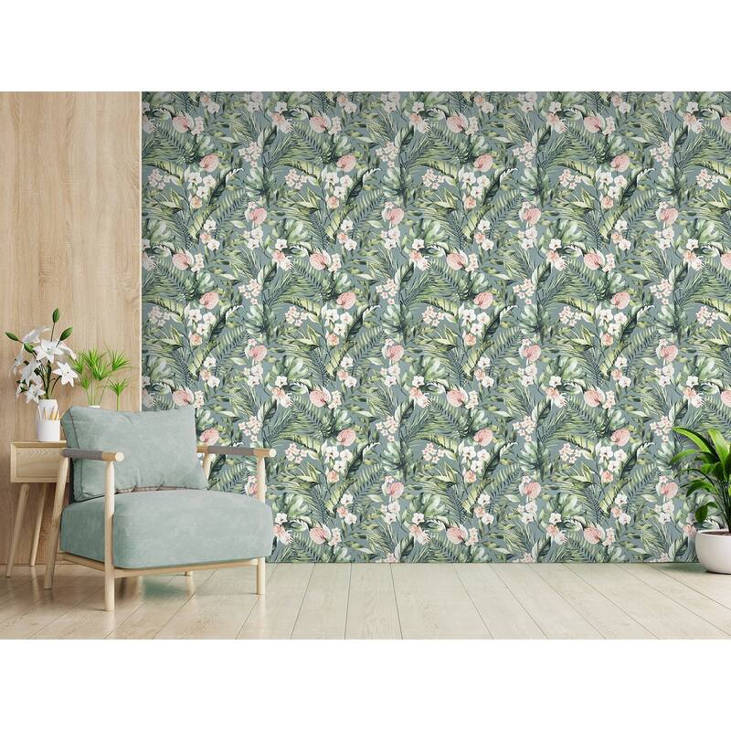 Arthouse Harrietta Sea Green Tropical Floral Wallpaper