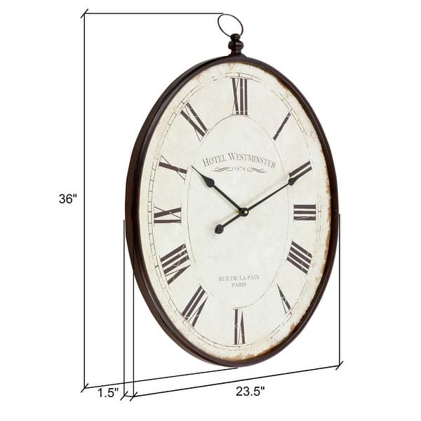 dimension image slide 1 of 2, Ines Large Oval Wall Clock - 36"H x 23.5"W x 1.5"D