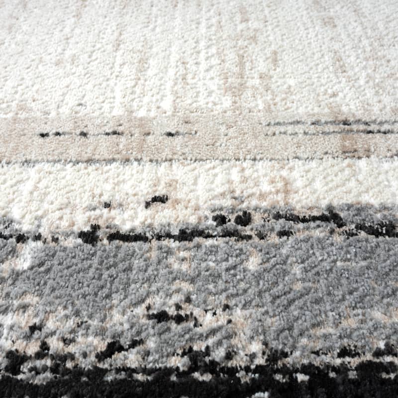 Abani Viva VIV140A Ivory Abstract Border Grey Area Rug