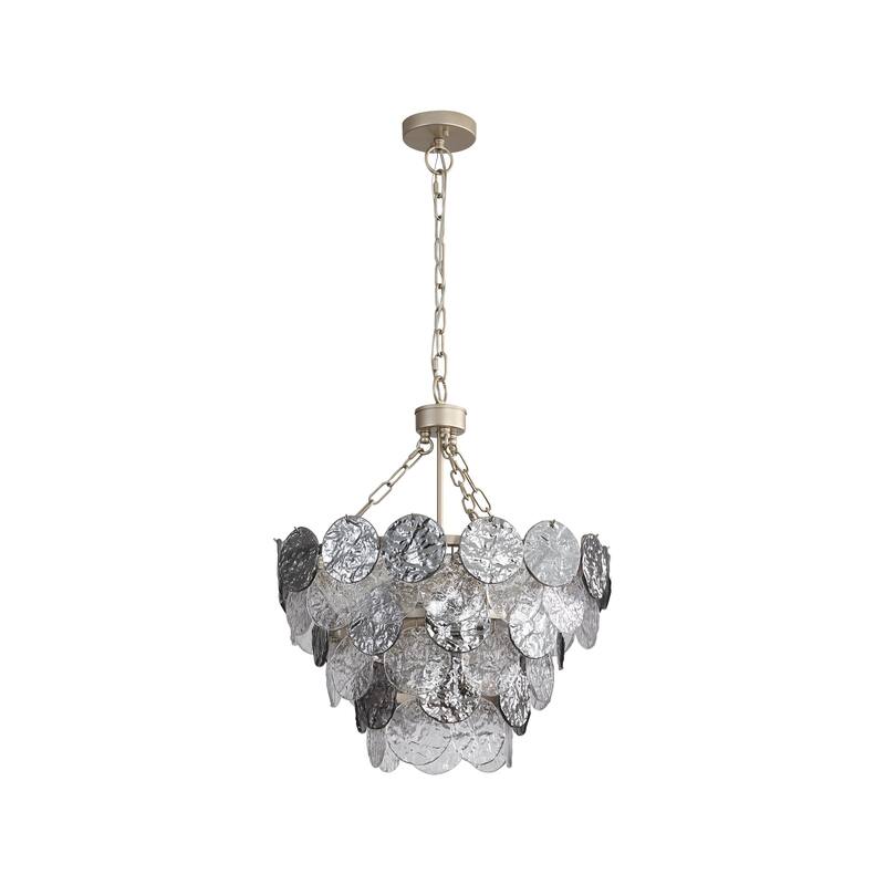 Yep by Golden Lighting Cascada 8-light Pendant in Aegean Silver and Smoke Plated Glass - Gold