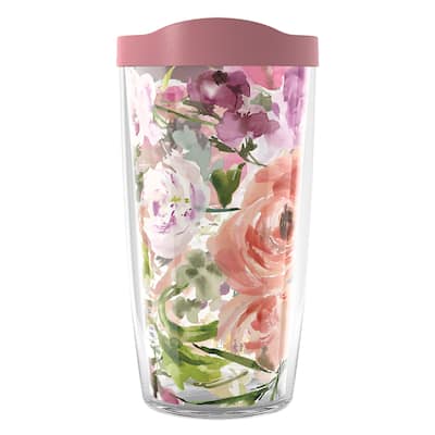 Tervis Kelly Ventura Floral Collection Made in USA Double Walled Insulated Travel Tumbler, Heather Rose