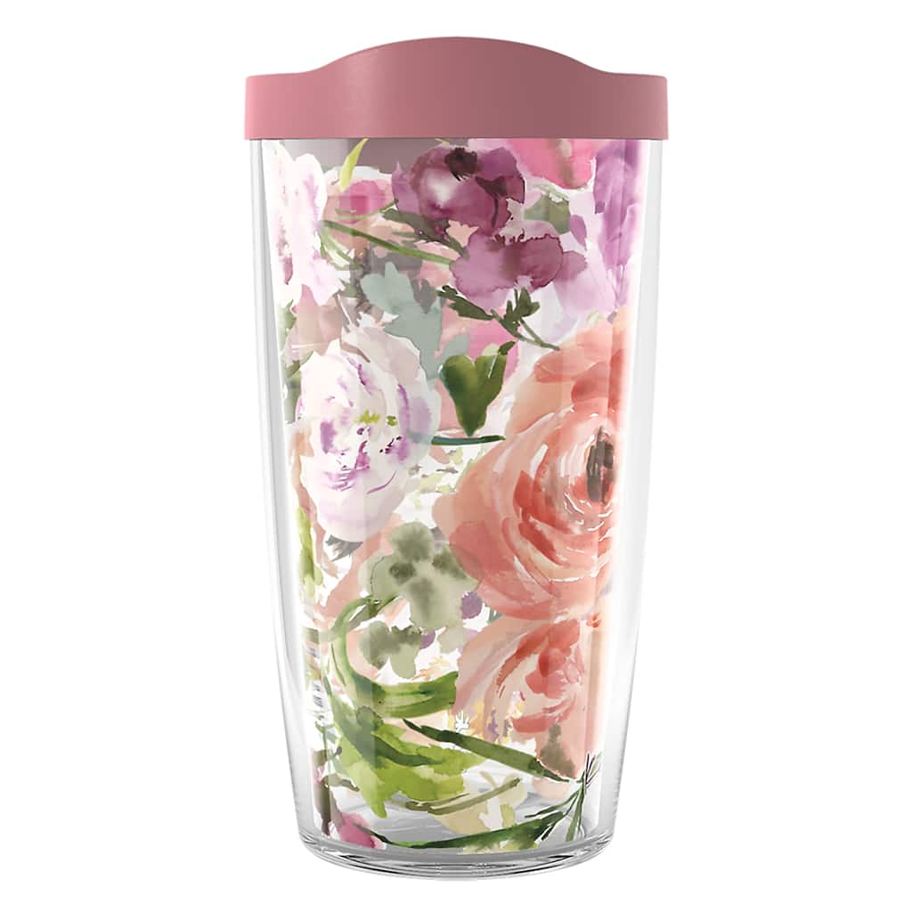Tervis Kelly Ventura Floral Collection Made in USA Double Walled Insulated Travel Tumbler, Heather Rose