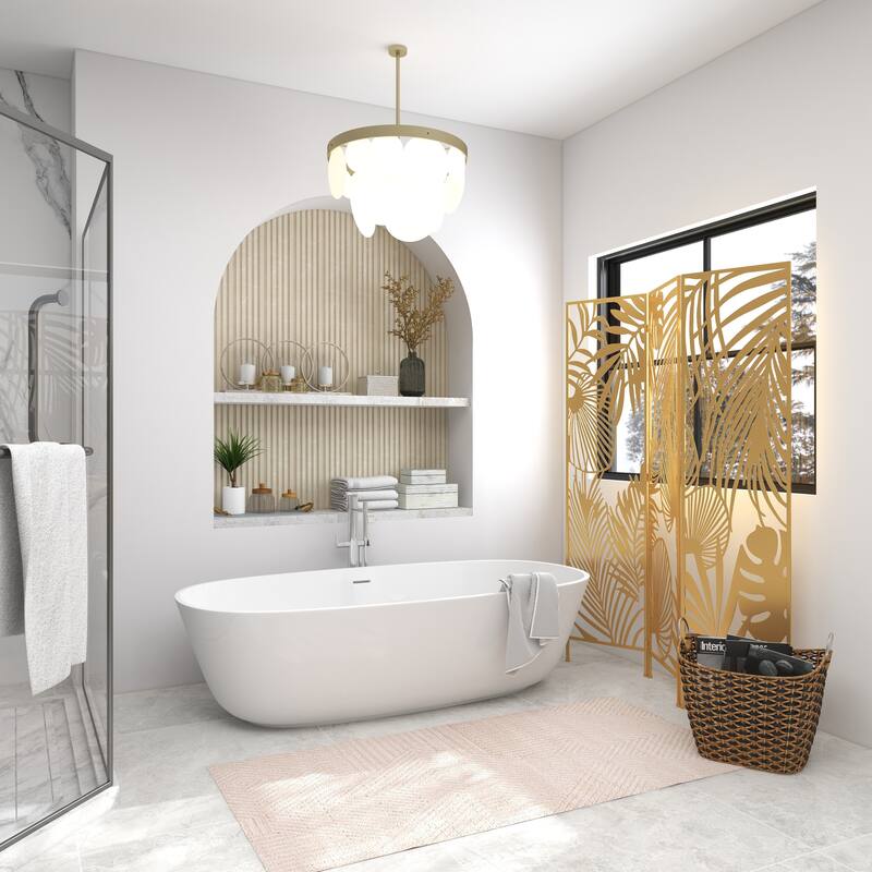 Gold Metal Foldable Partition Cutout Palm Leaf 3 Panel Leaf Partition Room Divider Screen