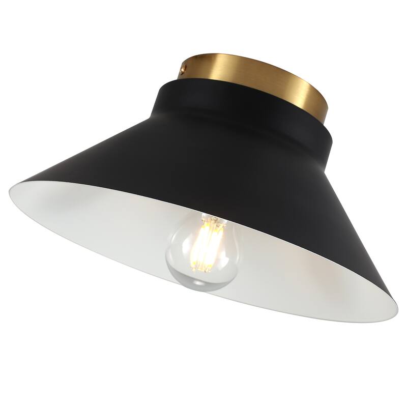 Modern Black Gold Flush Mount Ceiling Light for Hallway Stairway Foyer - Matte Black