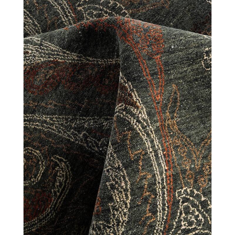 Ikat One-of-a-Kind Hand-Knotted Area Rug - Gray, 7' 10" x 10' 0" - 7' 10" x 10' 0"