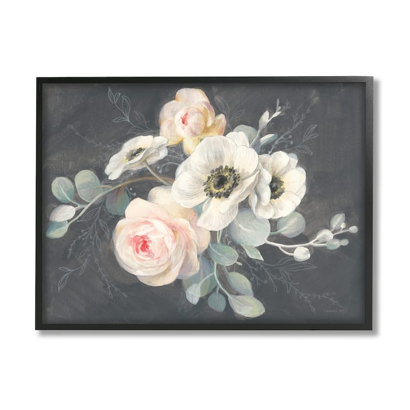 Stupell Rose Anemones Flowers Chalk Pink Black Design,11x14, Design By Artist Danhui Nai - 11 x 14 - Black