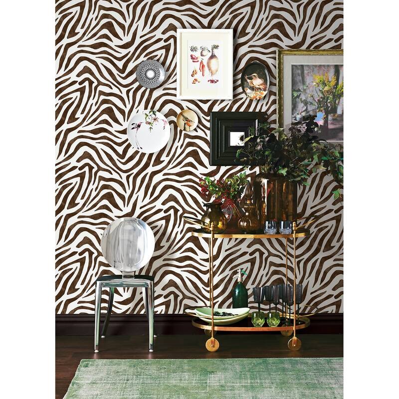 RuPaul RuZebra Brown Peel and Stick Wallpaper