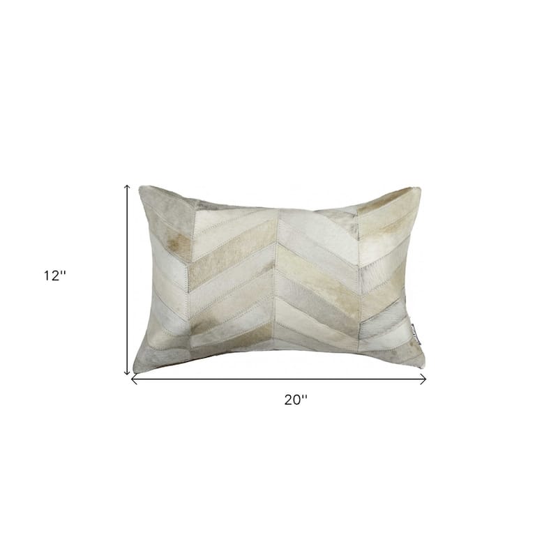 HomeRoots 12" X 20" Natural Chevron Cowhide Throw Pillow