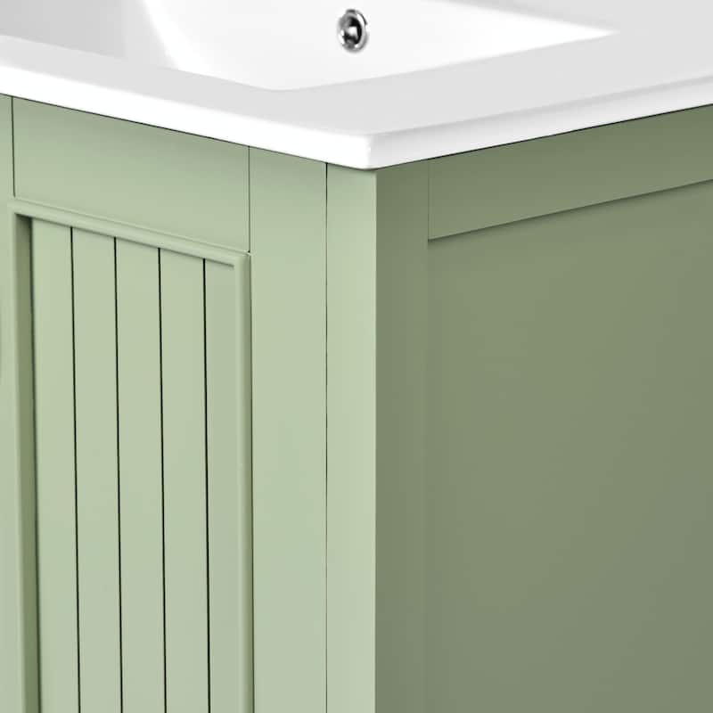 30" Freestanding Bathroom Vanity with Resin Sink - Hidden Drawer and Storage Cabinet