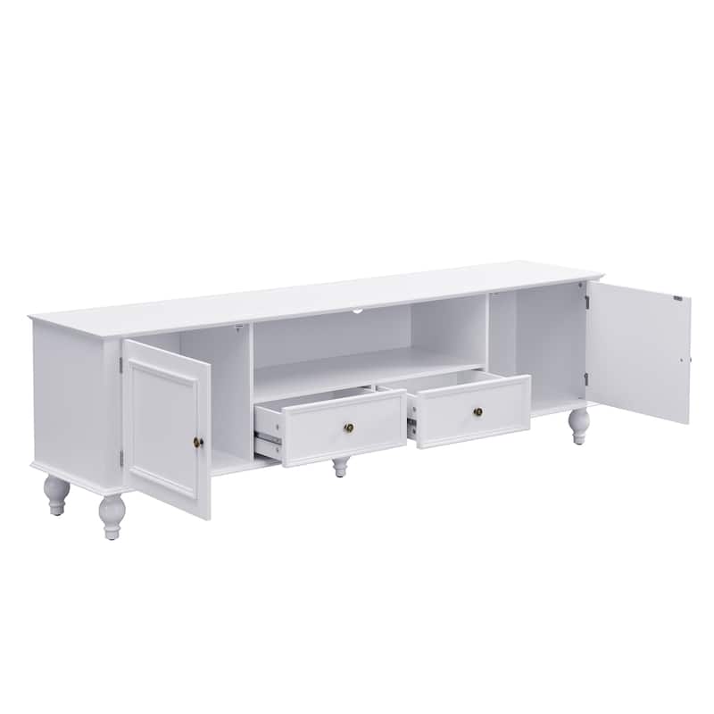 70.9" Modern TV Stand for 80" TVs - 2 Drawers, 2 Cabinets, Open Shelf, 5-Leg Media Console