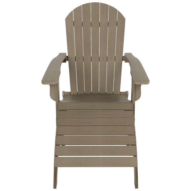 Vineyard HIPS Outdoor Folding Eco-Friendly All Weather Seashell Adirondack Chair with Ottoman (2-Piece Set)