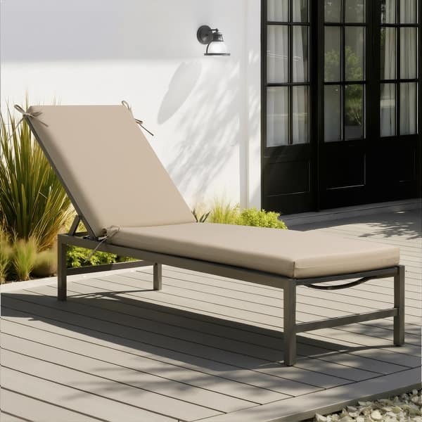 Chaise Patio Cushions Sunbrella 71 X 21 2-Pieces Sunbrella Outdoor Chaise Lounge Cushions With Ties Patio  Lounge Chair Cushions In Champagne CL-CU001CAB-2N1 The Home Depot