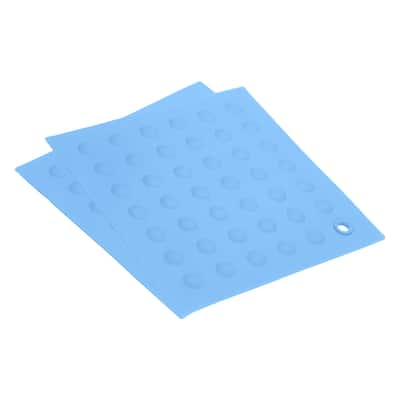 Silicone Trivet Mats 2pcs, Square Dots Hot Pan Pads Dish Drying Mat - Light Blue - Light Blue