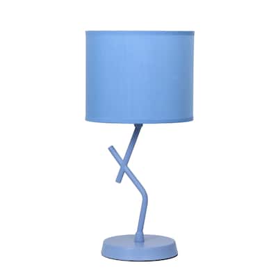 Modern Geometric Metal Table Lamp with Fabric Drum Shade for Bedroom Living Room Office Decor - 8.07” x 8.07” x 17.13”